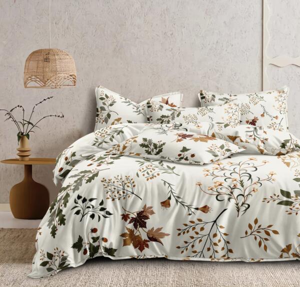 Floral Beige Cotton Duvet