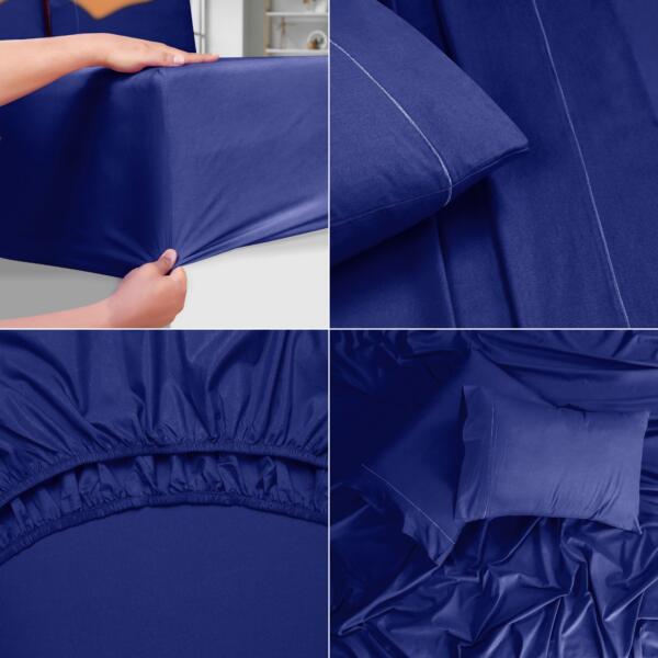 Navy Blue cotton double bedsheet - Image 4