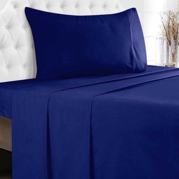 Navy Blue Cotton Single Bedsheet