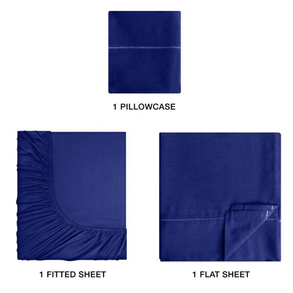 Navy Blue Cotton Single Bedsheet - Image 3