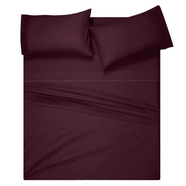 Burgundy cotton double bedsheet - Image 3