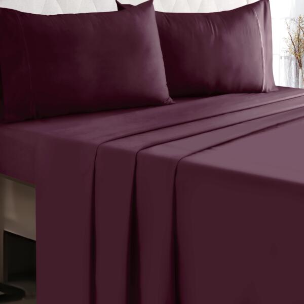 Burgundy cotton double bedsheet - Image 2