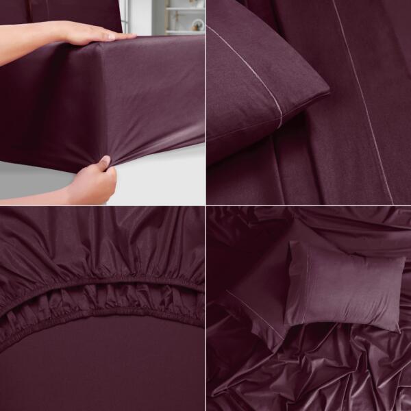 Burgundy cotton double bedsheet - Image 4