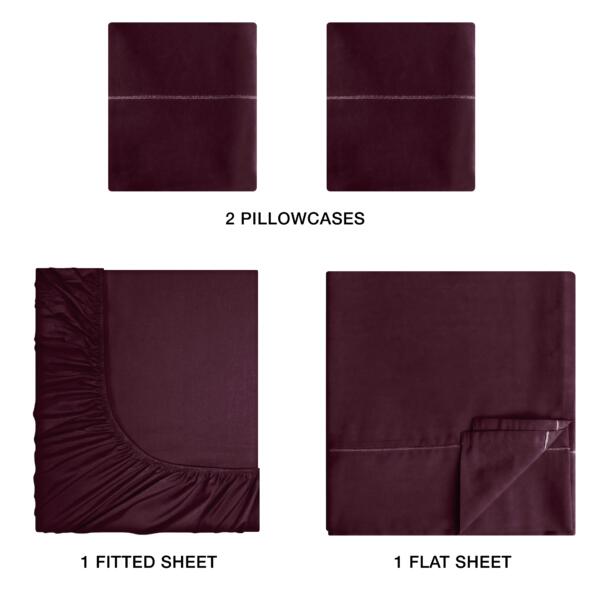 Burgundy cotton double bedsheet - Image 5