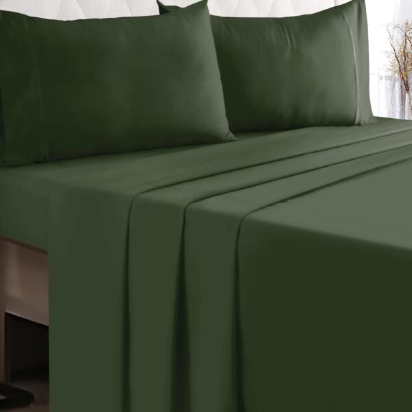 Olive Green cotton double bedsheet - Image 2