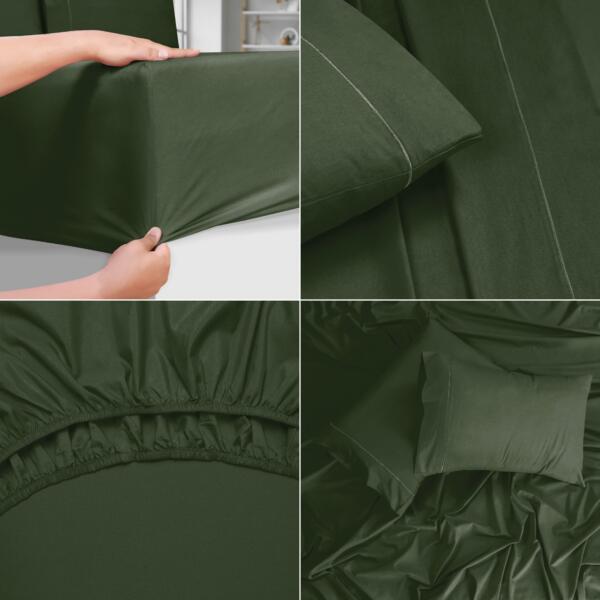 Olive Green cotton double bedsheet - Image 4