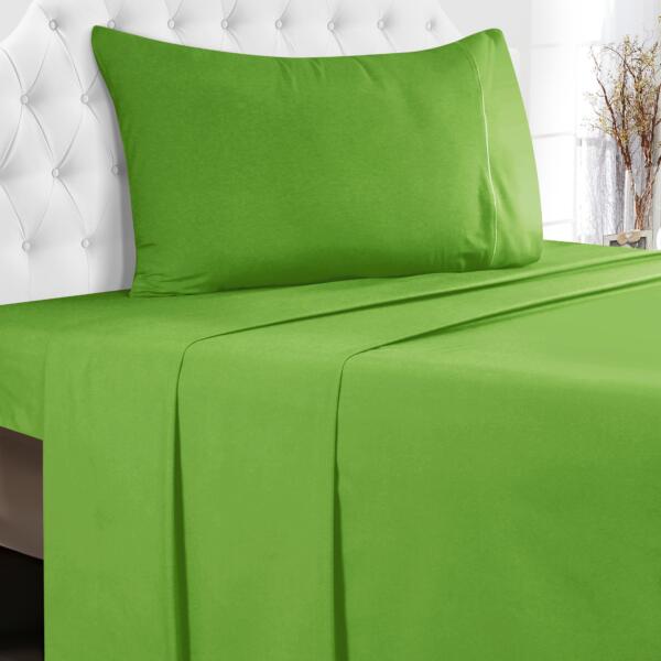 Kiwi Green Cotton Single Bedsheet