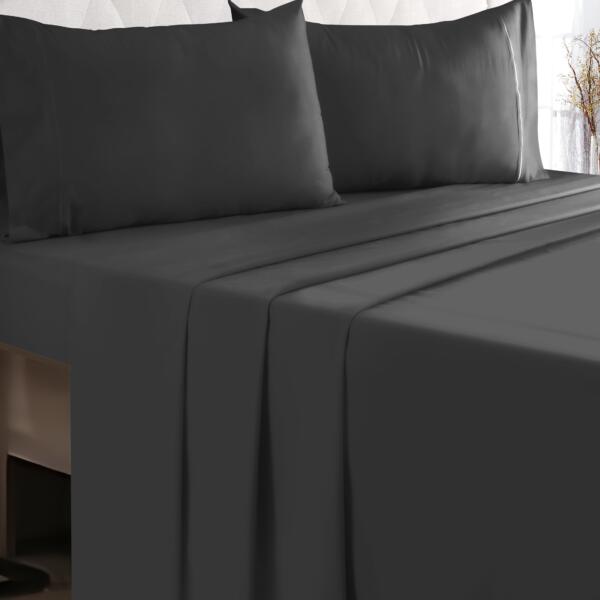 Charcoal cotton double bedsheet - Image 3