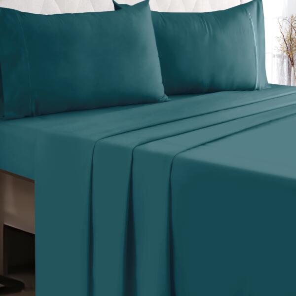 Teal cotton double bedsheet - Image 2