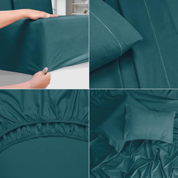 Teal cotton double bedsheet - Image 4