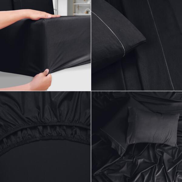 Black cotton double bedsheet - Image 4