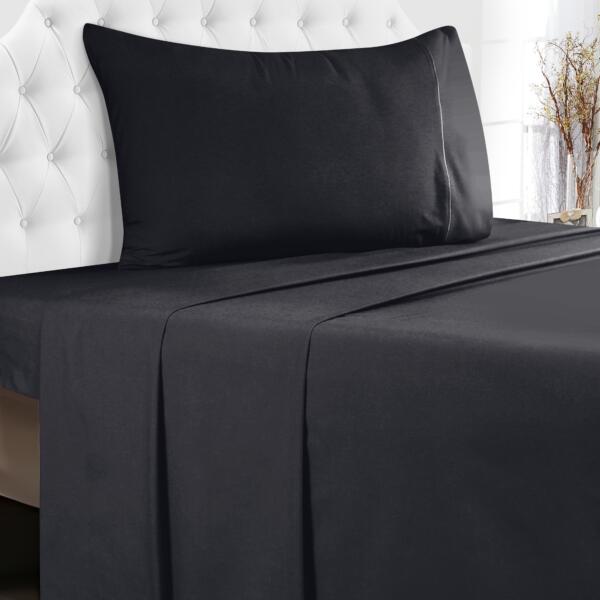 Black Cotton Single Bedsheet