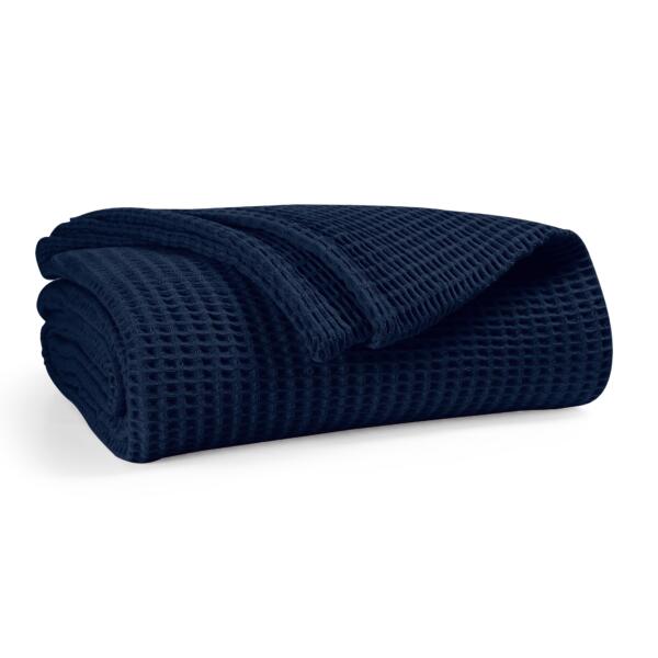 Navy Blue Cotton Blanket - Image 5