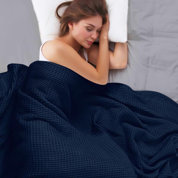 Navy Blue Cotton Blanket - Image 2