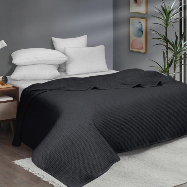 Dark Gray Cotton Blanket - Image 3